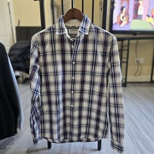 Express Men's Blue Plaid Shirt
